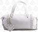NEW LUX DE VILLE WHITE FAUX CROCODILE EMBOSSED SPIKE TOTE PUNK ROCK ROCKABILLY VINYL PURSE HANDBAG RETRO