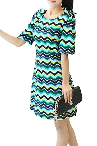 (Goldjapan)ゴールドジャパン 大きいサイズ レディース マルチウェイビー ボーダー ワンピース ベルスリーブ ミニワンピース ミニ丈ワンピース ミニワンピ半袖 半そで 七分袖 7分袖 ゆったり 着痩せ 体型カバー qy3117