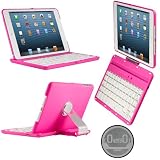 CoverBot iPad Mini Keyboard Case Station PINK. Bluetooth Keyboard For 7.9 Inch New Mini iPad with IOS Commands. Folio Style Cover with 360 Degree Rotating Viewing Stand Feature