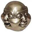 Laughing Buddha Head Four Faces Brass Statue