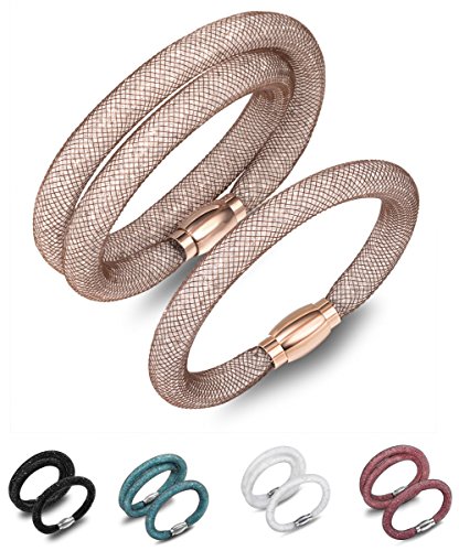 Fancydeli® Fashion Jewelry Magnetic Stardust Wrap Bracelet Set (2 Sizes) with Austrian Crystals
