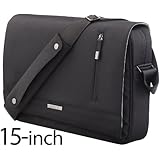 Runetz - BLACK Messenger Shoulder Bag for up to 15-Inch MacBook & Laptop Gabbro Collection - Black