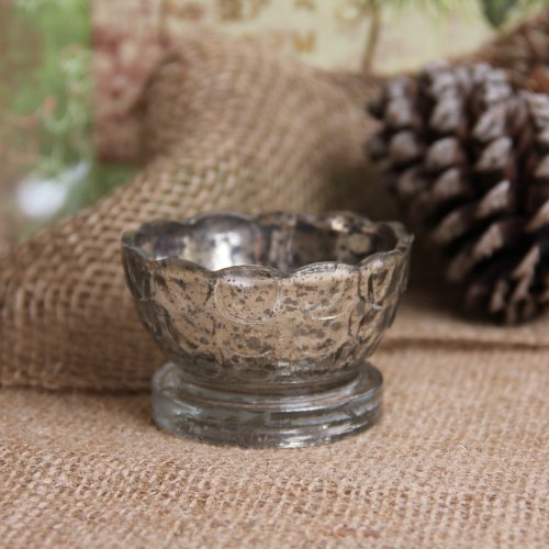 Shabby Cottage Chic Scalloped Glass Votive
