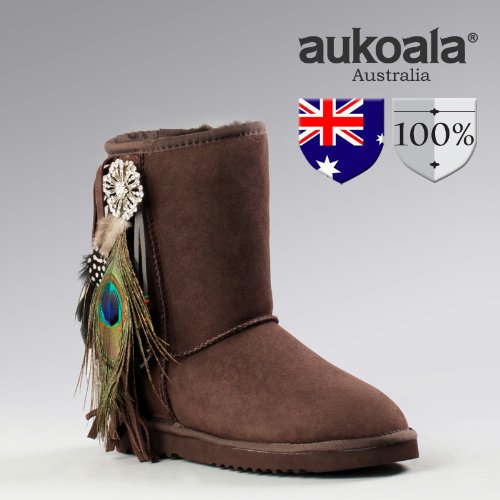 Aukoala Snow Boots Australia Sheepskin Warm Monica For Womens_Chocolate_Us Size 4 On Sale