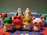 Deluxe Set of Japanese Iwako Puzzle Erasers: 4 Colorful Artic Penguins, 4 Special Colors Hamsters (St Patricks Day Clover Green, Valentine Red, California Golden Sand, Medium Charcoal Grey (Very Unique) , 1 Lucky Chinese New Year Kung Hei Fat Choy (I.e. Happy New Year in Chinese) Red Panda, 1 Valentine Red Prince Love Frog.