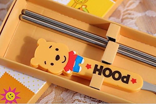Child Spoon Set with Chopsticks, Sponge Bob Square Pants, Hello Kitty, Winnie the Pooh, A Dream. Complete Set, Blue, Yellow, Pink Brown. Child, Kid, Toddler (Winnie the Pooh)