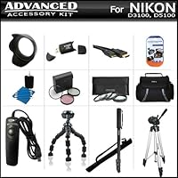 Advanced Accessory Bundle Kit For Nikon D3100 D5100 Digital SLR Camera Includes SD Memory Card Reader + Deluxe Carrying Case + 50 Inch Pro Tripod + 67 Inch Monopod + Gripster + Remote Shutter + Lens Hood + 3pc High Res. Filter Kit + Close Up Filter Set +