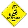 BOOKWORM ZONE - Sign - library librarian reader gift