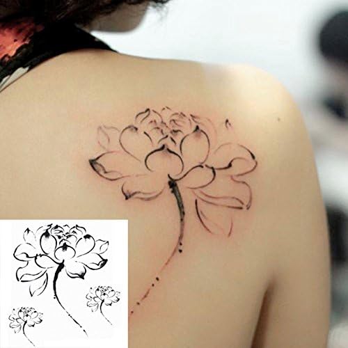 Aobee Chic 162mm*192mm Temporary Watercolor Inked Girls Lotus Tattoo Body Art Stickers