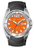 Body Glove 30554 OhzBro, Orange Dial w/Date, Black PU Strap