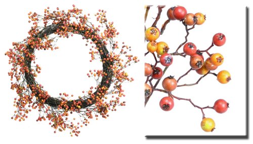 24 Orange & Yellow Outdoor Fall Gooseberry Artificial Wreath