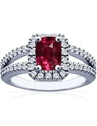 Platinum Cushion Cut Ruby Ring With Sidestones