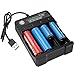 USB Smart Battery Charger 4-Bay 5V 2A for Rechargeable Batteries 3.7V Li-ion TR IMR 1865O 2665O 145OO 16340(RCR123) Red/Green Display (Not Battery)