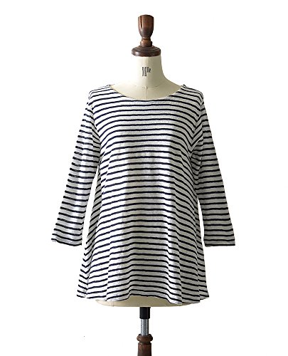 (プリット)prit 40/1ヨーロッパリネン天竺ボーダー フレアチュニック・91554