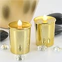 FL-1516 | Professional Quality 2 Piece LED Gold Shiny Tea Light Battery Candle Set, A safe and effective way of dressing tables for any event