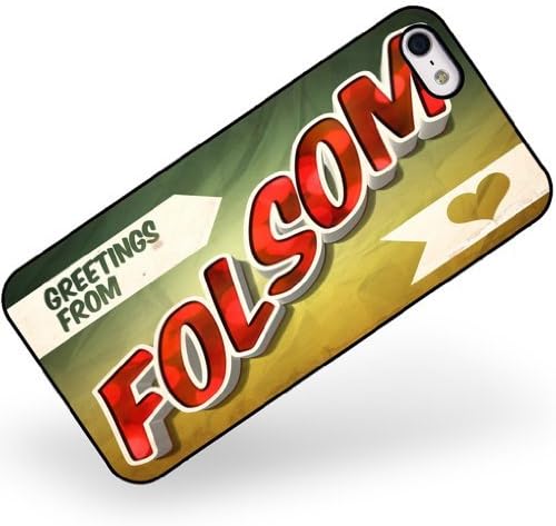 WonderfulCaseShop Fashional PC Case for iphone 5 5s Greetings from Folsom, Vintage Postcard