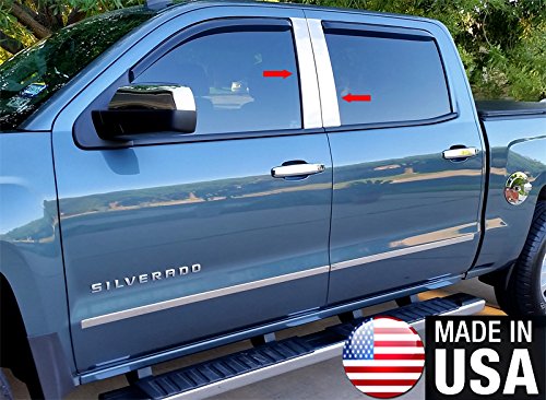 Made In USA! 2014-2015 Chevy/GMC Silverado/Sierra Double/Crew Cab 4PC Stainless Steel Chrome Pillar Post Trim