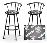 2 Oakland Raiders NFL Football Themed Specialty / Custom Black Barstools wi ....