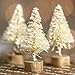 Factory Direct Craft Miniature White Sisal Christmas Trees on Wooden Bases | Set of 36 Christmas Trees
