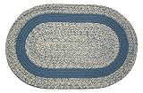 Oval Braided Rug : Oatmeal Blue Blue Band Oval Braided Rug : Oatmeal Blue Blue Band