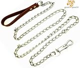 Premium 6' Chain Heavy Duty Leash BROWN Leather-like Strong Handle Lead for Large & Medium Size Dogs and Pets by GoodPooch