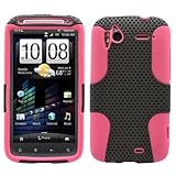 Black Pink 2 in 1 Hybrid Rubber Plastic Skin Case Cover for HTC Sensation 4 ....