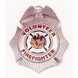 HWC VOLUNTEER FIREFIGTHER Nickel Badge Shield with Full Color Seal