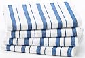 Blue Stripe - 4 Pack Oversized Kitchen Towel sets by Cotton Craft - Size 20x30 - Pure 100% Cotton - Crisp Basketweave striped pattern with hanging loop - Highly absorbent, soft & sturdy - Other colors - Spice, Green, Red, Linen & Black - Easy care machine wash