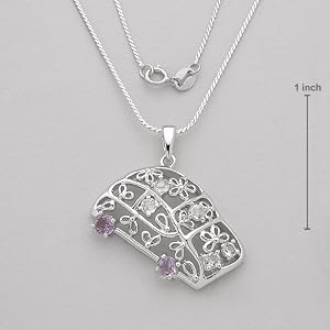Necklace With 1.05ctw Precious Stones - Genuine Amethysts and Topazes Made in 925 Sterling silver. Total item weight 7.0g Length 18in