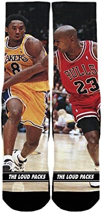 The Loud Packs Mens Graphic Custom Jordan Socks Kobe Vs. MJ Medium Multicoloured