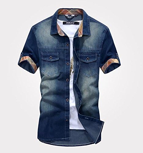 New fashion Men's Jeans Casual Slim Fit Stylish Wash-Vintage Denim Shirts Vintage Blue
