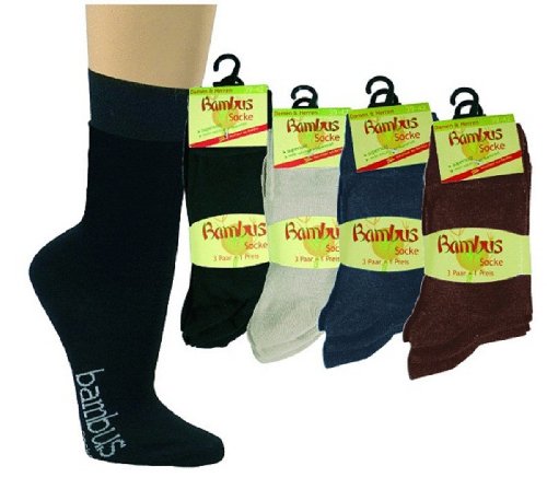 Mueller-Socken 6 Paar Bambus-Socken ANTIBAKTERIELL ohne Gummi in 4 Farben