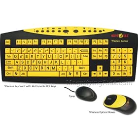 Keys U See Wireless Keyboard and Mouse - Yellow Keys with Black Print by MAGNIFYING AIDS
