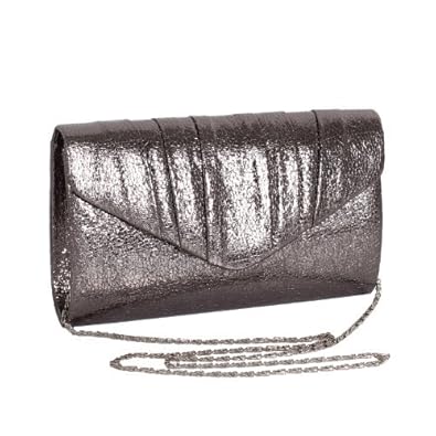 pewter metallic clutch bag