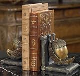 Acorn  Oak Leaf Bookends Resin Oak Leaf Finish