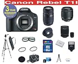 Canon EOS Rebel T1i 500D 15.1 MP Digital SLR Camera with Tamron 28-80mm f/3.5-5.6 Aspherical Lens + Tamron 75-300 f/4-5.6 LD Lens + Rokinon 500mm F/8 Lens with 2x Converter (=1000mm) + .42x Wide Angle Lens with Macro + +1, +2, +4, +10 4 Piece Macro Close Up Kit + 16 GB Memory Card + Multi-Coated UV Filter (2) + Multi-Coated Polarizer Filter + Digital Slave Flash + 50  Tripod + Deluxe Padded Camera Bag + 6 Piece Accessory Kit + 3 Year Warranty Repair Contract