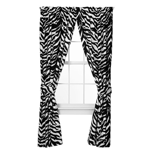 Zebra Print Window Panel Curtains, Set of 2