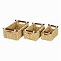 Whitney Design ML-6012 Woven-Maize Rectangular-Shaped Baskets with Wood Handles, Set of 3