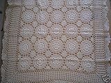 Brand New Hand Crochet Table Cloth 36x36 Square /Beige