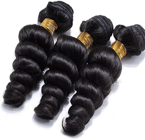 Heiheimai Brazilian Loose Curl Human Hair Pack of 3 (26"28"30", Natural#)