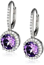 Sterling Silver Gemstone Halo Dangle Earrings