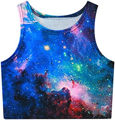 KKWFlus Women 3D Galaxy Shirt Girls Crop Tank Top Casual Vest