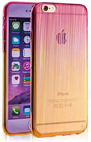 Iphone 6s Case, Iphone 6 Case, Colorful [ Gradient Laser ] Translucent Soft Flexible TPU Slim Fit Cover Case for Iphone 6, 6s 4.7 inch (Pink Yellow)