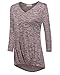 DEARCASE Women's 3/4 Sleeve V-Neck Pleated Fit High Low Hem Long Tunic Top