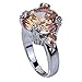 YAZILIND 12mm*12mm Round Cut Champagne Created Morganite Silver Plated Ring