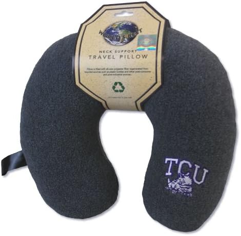 NCAA TCU Horned Frogs Embroidered U-Shaped Fleece Travel Neck Pillow, Charcoal