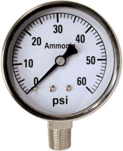 2-1/2 in. Ammonia Pressure Gauge; 0 to 60 PSI 1/4" NPT