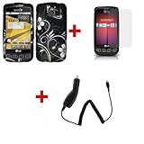 BLACK FLOWER Design Case Cover for LG Optimus S U V + Screen Protector + Mi ....