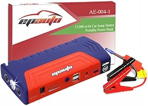 EPAuto 600A Peak 13000mAh Car Jump Starter Battery Booster with Portable Charger Power Bank and LED Flashlight for Vehicle Emergency 5L Gas and 3L Diesel Engines