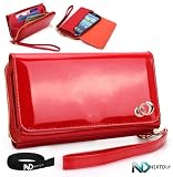 51ZkPVxMVJL. SL160  At&t HTC One X Red Shiny Uptown Wallet Cellphone Carrying Case with Separate Compartment for ID, Cash and Credit Cards + NextDia ™ Velcro Cable Wrap